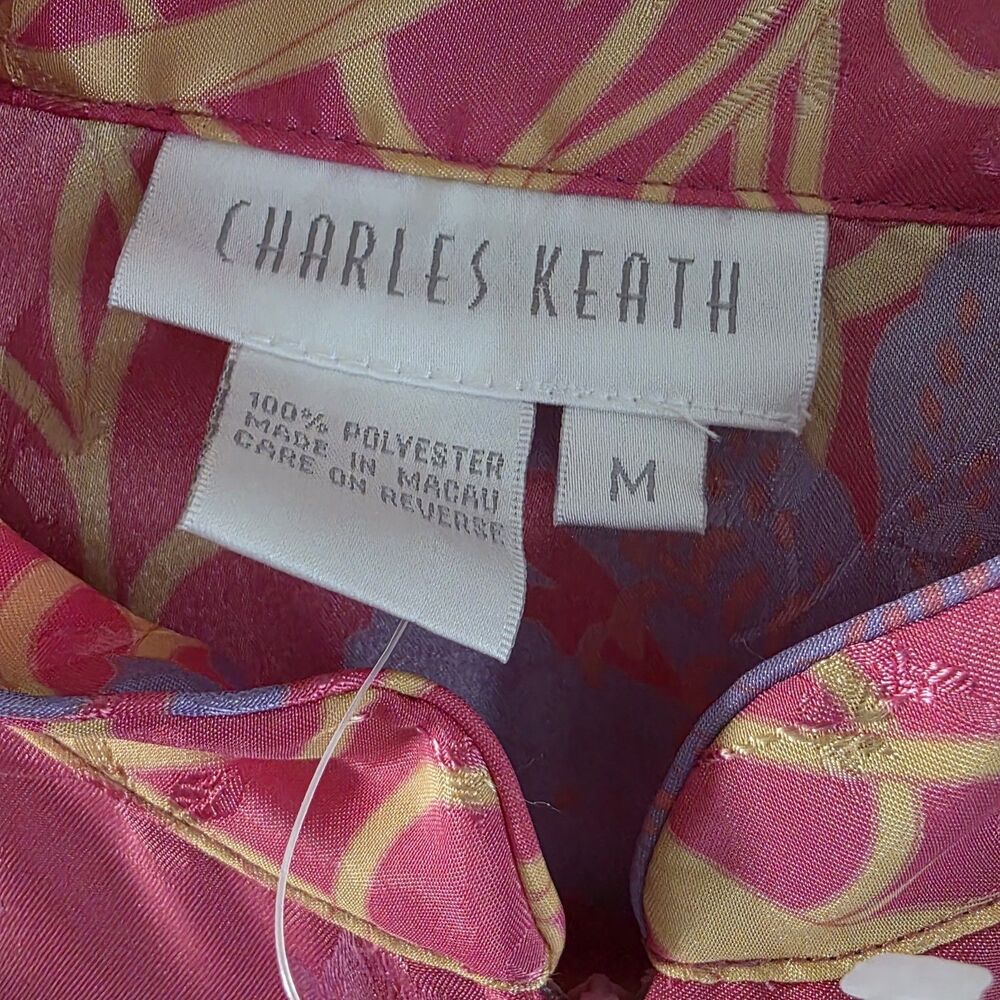 Vintage Charles Keath Kimono Caftan Long Robe Size M Floral Maxi Dress Zip Front - Picture 11 of 13